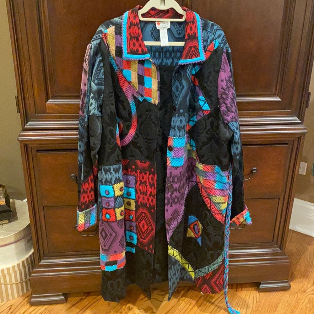 Spirit by Sandy Starkman casual button down jacket with tie waist